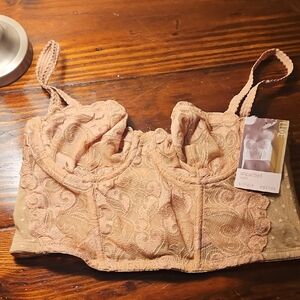 NWT Gilligan & O'Malley Women's Lace Bustier- Warm Beige